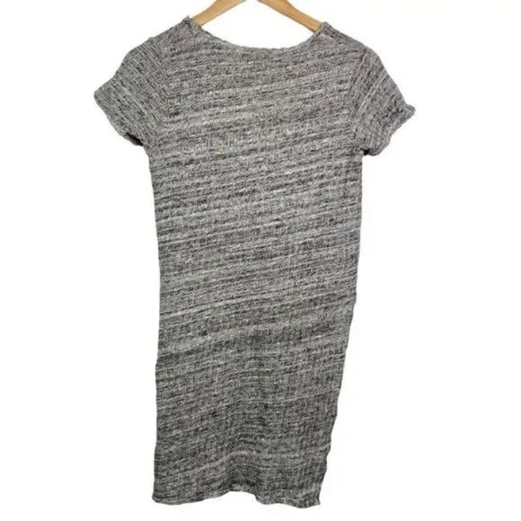 BERSHKA WOMEN'S HEATHER GRAY FRONT KNOT CROPPED HIGH LOW SWEATER SIZE LARGE-EUC - Picture 3 of 4